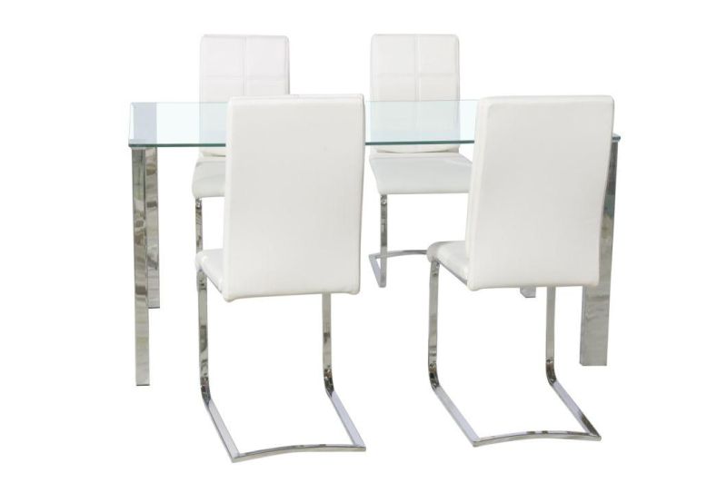 Hot Sale Home Furniture Modern Tempered Transparent Square Glass Dining Table