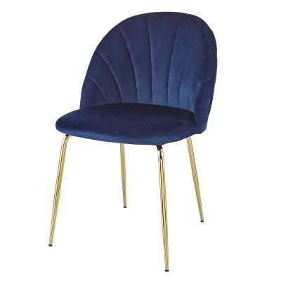 High Quality Upholstered Velvet Side Dining Chairs with Gold Chrome Leg