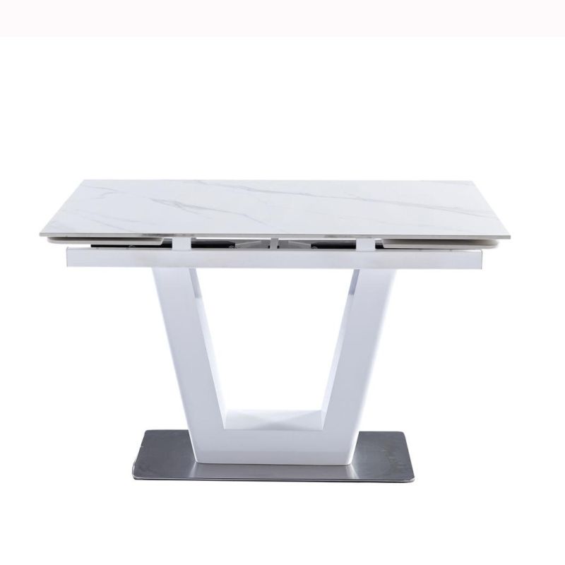 Modern Italia Marble Ceramic Dining Table with Two Side Top Extension