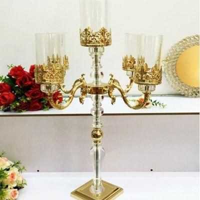 Glass Hurricane Arms Crystal Wedding Centrepiece Candelabra