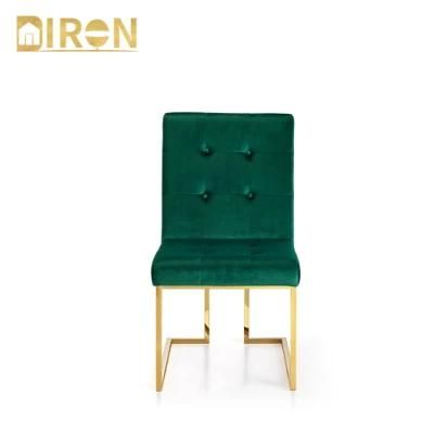 Wholesale Nordic Velvet Modern Luxury Design Furniture Dining Chairs with Metal Legs Gold