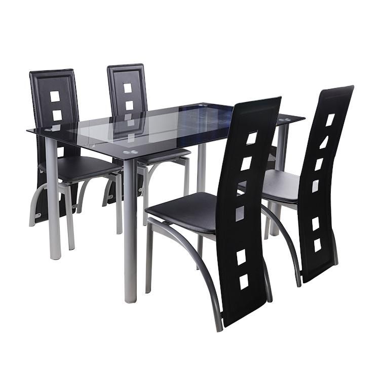 Free Shipping Modern Design Square Shape Iron Legs Tempered Glass Dining Table (Table Only)