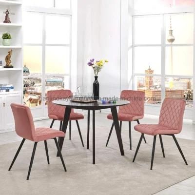 Hot Sales Fabric Velvet Color New Design Upholstered with Backrest Metal Velvet Dining Chair