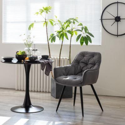 Velvet Fabric Black Metal Chair Dining Chair, Dining Furniture