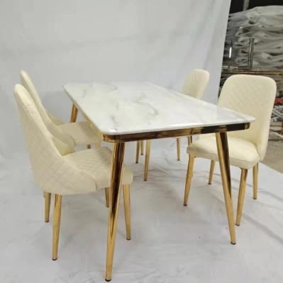 Modern Casual Household Marble Dining Table with Chairs