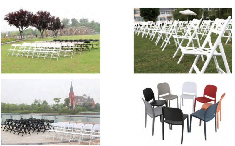 China Wholesale Luxury Leisure HDPE Blue Color Plastic Folding Chair Banquet Wedding Chairs