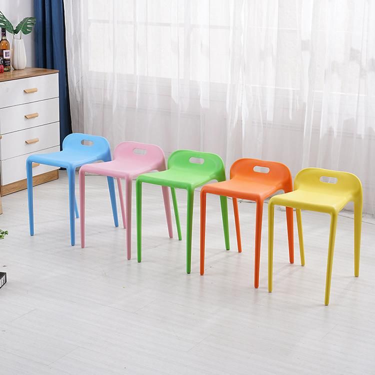 Chinese Furniture Supplier Nordic Plastic Banquet Chair Backless Stool Restaurant Hotel Home Living Room Reception Table and Chair Orange