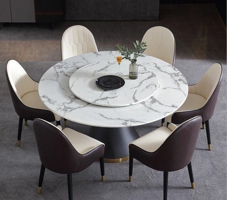 Round Marble Dining Table Combination with Turntable