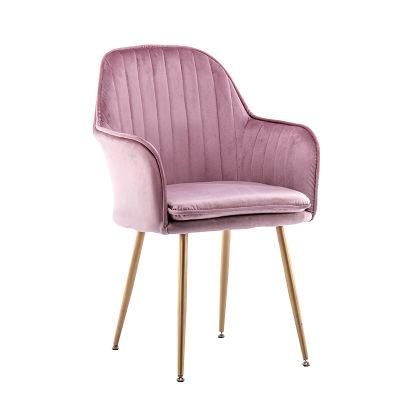 Nordic Design Leisure Furniture Pink Armchair for Living Room Fashion Padded Chair for Dinner