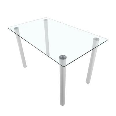 Wholesale High Quality Modern Furniture Safe Space Dining Minimal Glass Full Metal Frame Table