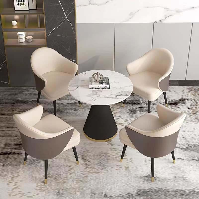 Modern Style Gold-Plated Household Leisure Soft Bag Leather Dining Chair