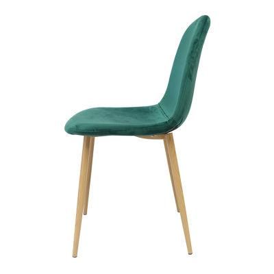 Wholesale Dining Room Furniture Green Fabric Dining Chair Iron Legs Simple Design Chair