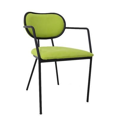 Factory Direct Home Furniture Metal Leg Green Velvet Fabric Dining Chair