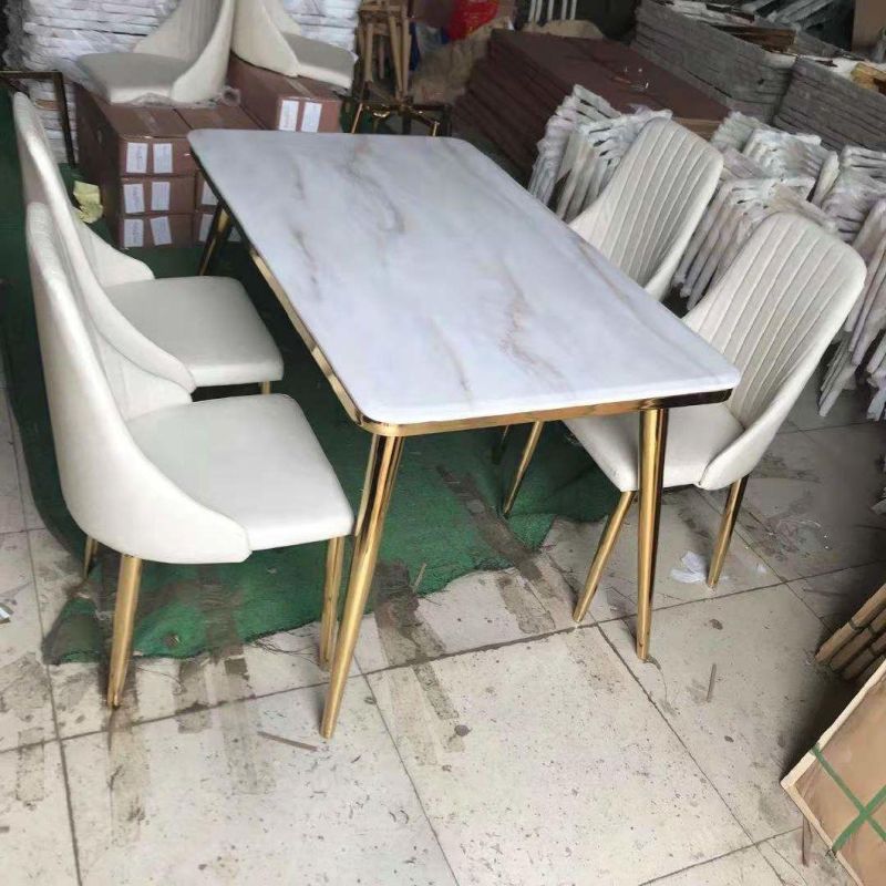 /Chinese Modern and Practical Household Marble Dining Chair Table Combination