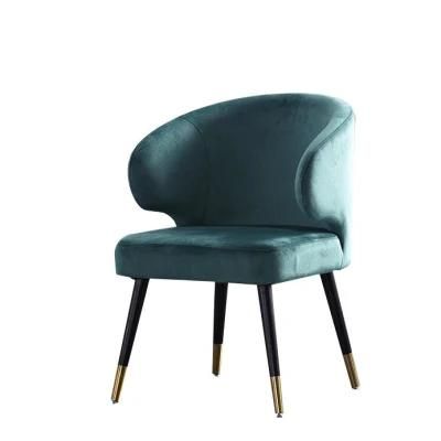 Nordic Minimalist Modern Design Iron Gilded Casual Dining Chair Creative Home Velvet Chair