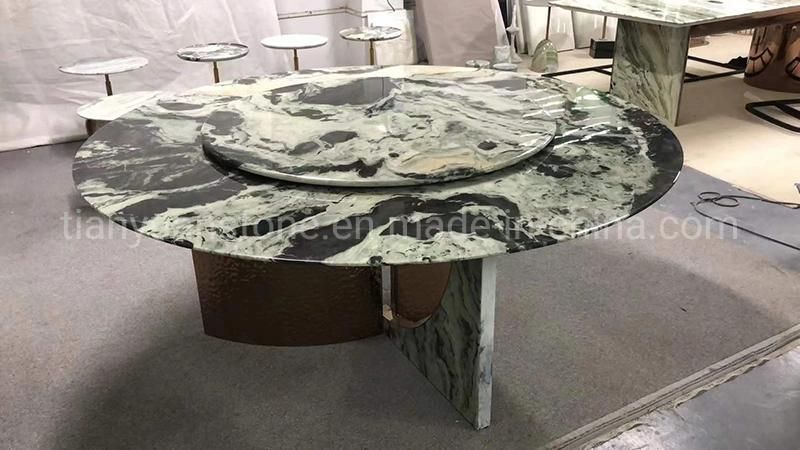 Restaurant Furniture Dining Room White Black Round Marble Top Dining Table