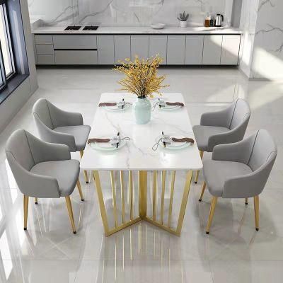 European Style Marble Dining Table Stainless Steel Table