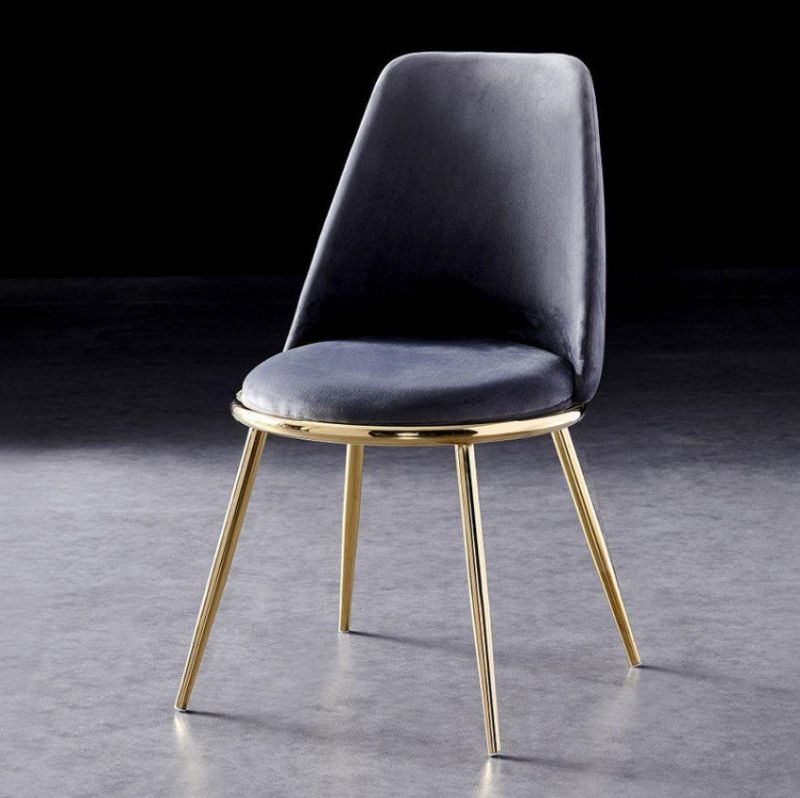 Europea Style Round Seat Dining Chair with Gold Plated Legs