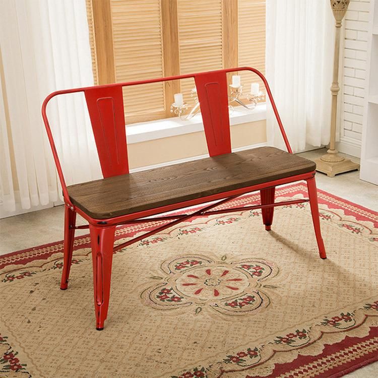 Western Restaurant Metal Solid Wood Double Seat Chair