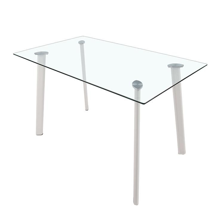 Modern Tempered Transparent Square Glass Dining Table