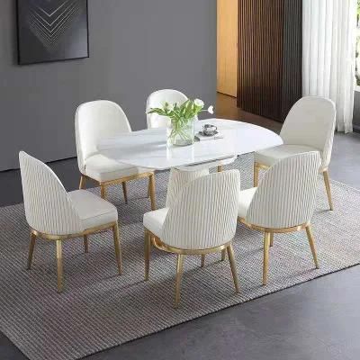 Italian Metal Base Design Modern Luxury Leather Covers Dining Chair