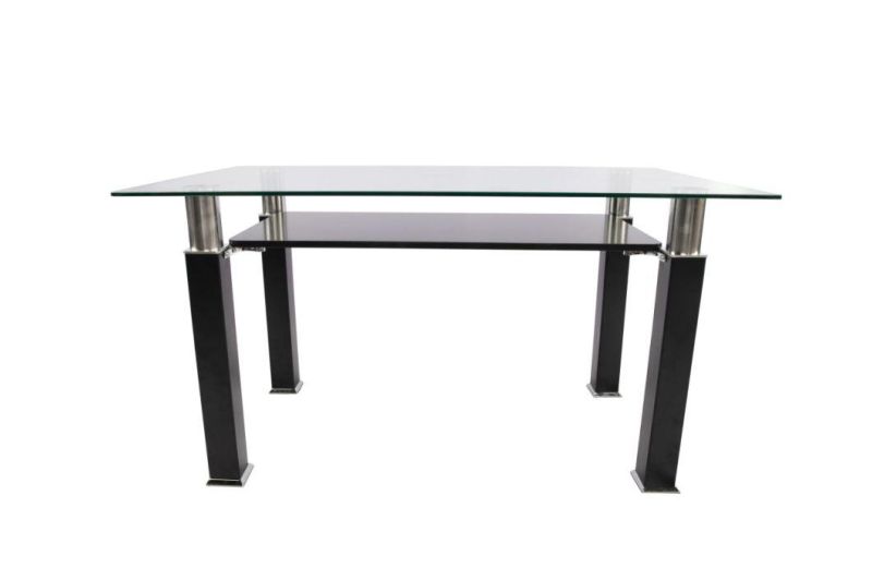 Contemporary Glass Dining Table with Black Iron Legs