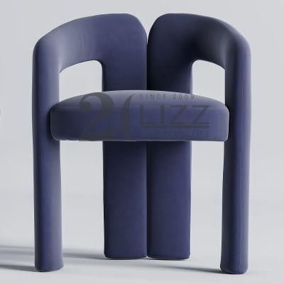 New Arrival Contemporary Style Hotel Home Furniture Italian Design Wood Frame Fabric Blue Leisure Chair