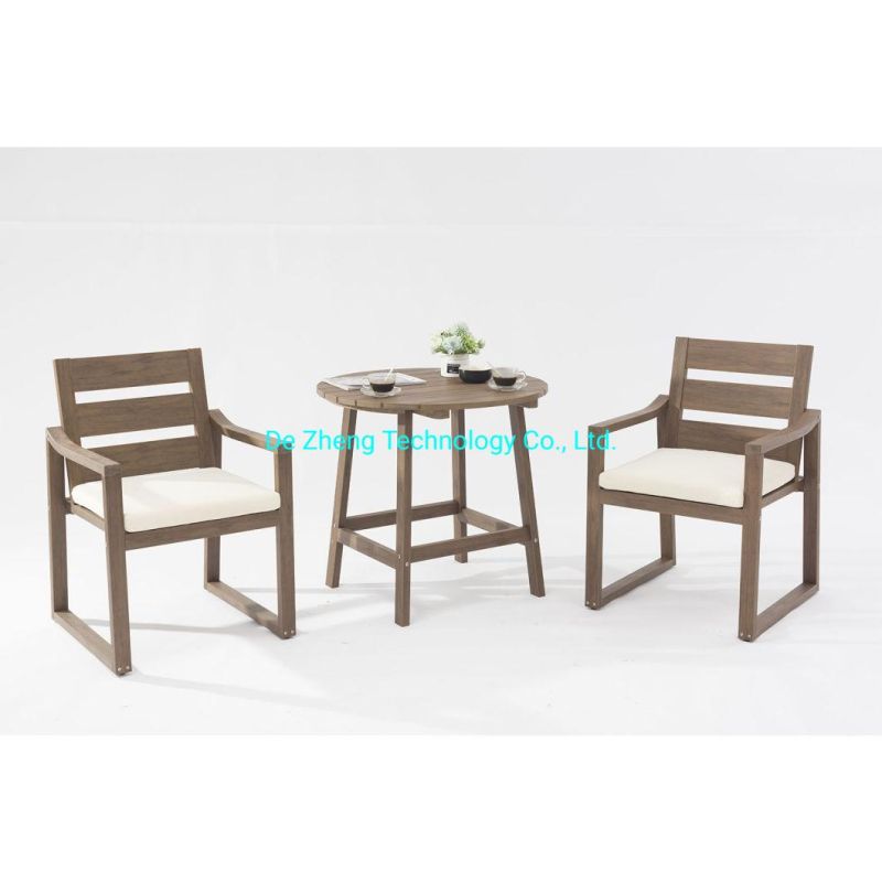 Modern Plastic Wood Garden Cafe Restaurant Outdoor Dining Table Set for Hotel Villas