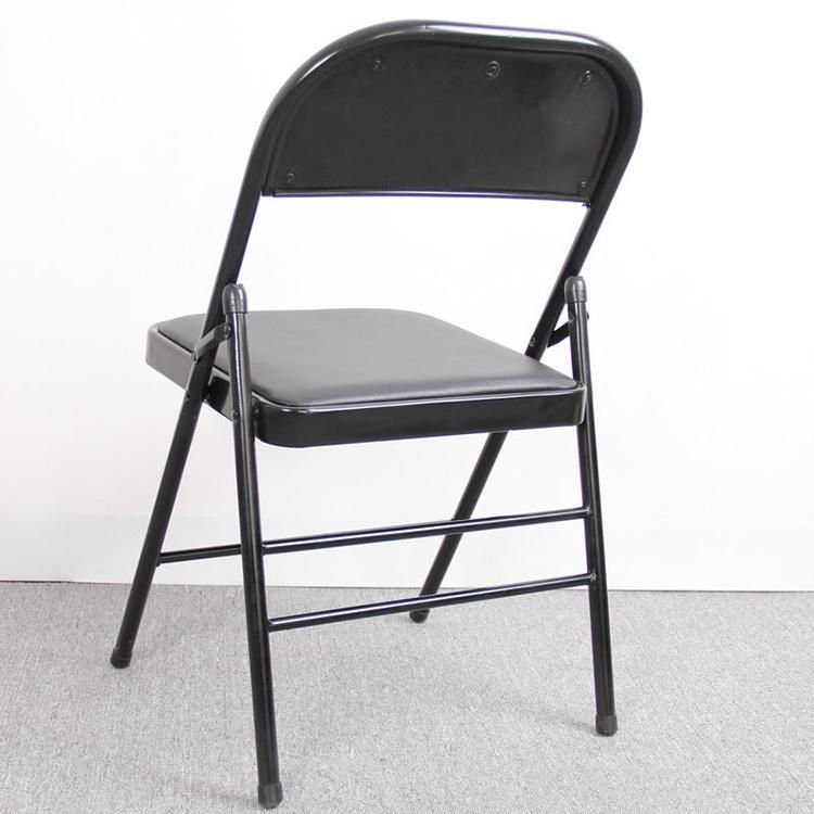 Dorm Party Tables and Chairs Foldable Metal All-Black Makeup Chair Foldable