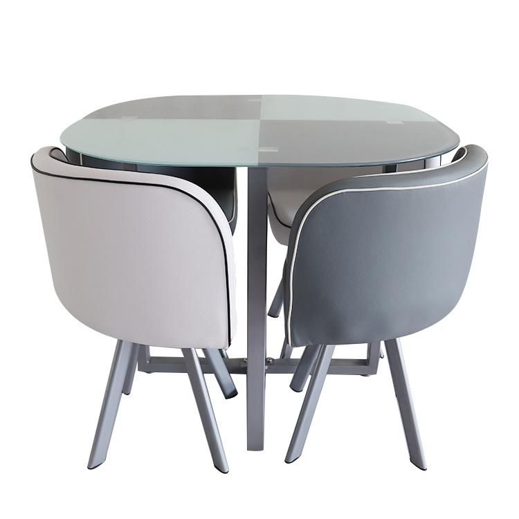 Modern Luxury Furniture Dining Room Table Chair Tempered Glass Marble Top Metal Stainless Steel Base Kitchen Dining Table Sets