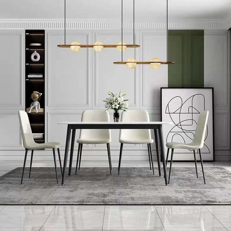 2021 New Rectangular Italian Marble Top Tavolo and Metal Leg Mesa De Marmore Dining Table Set