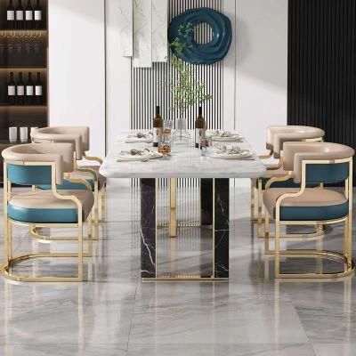 Modern Arm Fabric Velvet Dining Chairs with Metal Legs