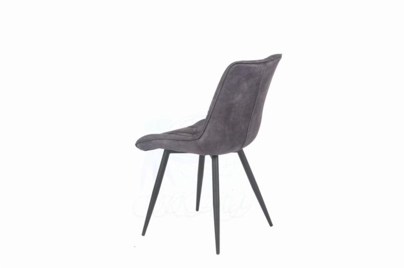 Eurpon Design Velvet Fabric Black Metal Legs Dining Room Chair