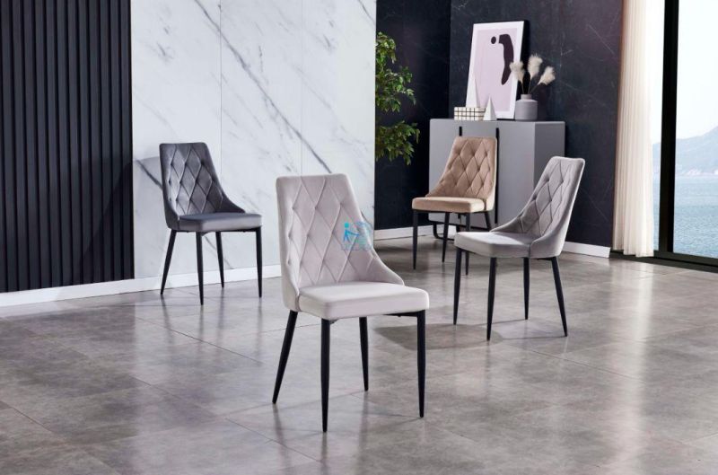 Modern Dining Room Chair Velvet Metal Legs