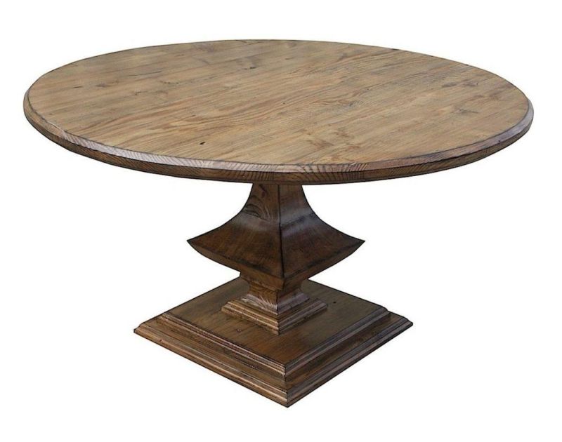 Kvj-Rr10 Colonial Round Brown Reclaimed Wood Elm Dining Table