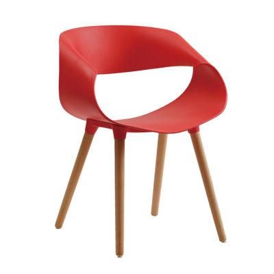 PP Seat Wood Leg Comedores Modernos Sillas De Plastico Modern Dining Room Plastic Chair