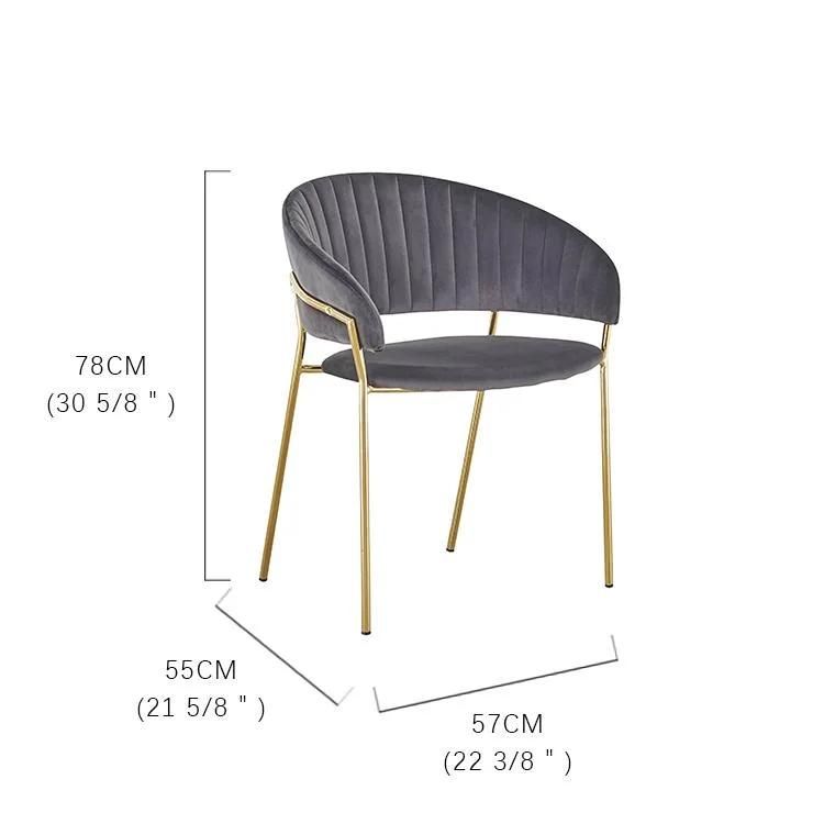 Modern Cafe Luxury Restaurant Dining Chair with Golden Chromed Leg