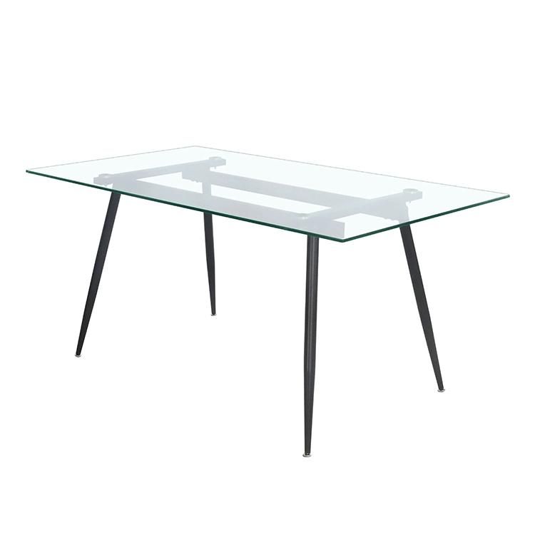 Hot Sale High Quality of Glass Cheap Simple Style Modern Glass Top Dining Table