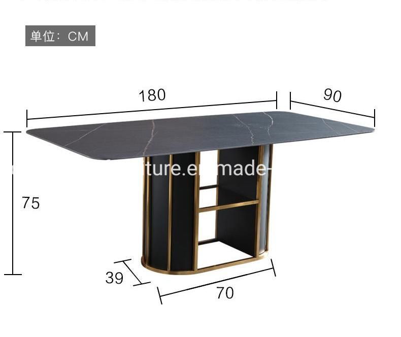 Modern Home Furniture Two Layers Dining Table with Marble Top