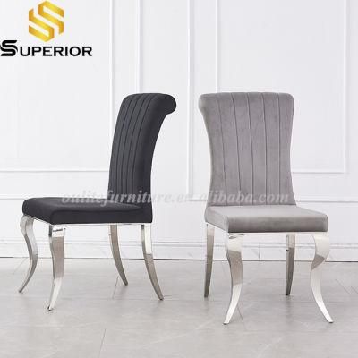 UK Style Hot Sale Stainless Steel Legs Fireproof Velvet Dining Chair