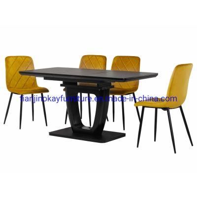 Luxury Modern Restaurant Kitchen Dining Room Table Rectangle Square Round MDF Wooden Marble Texture Dining Table Butterfly MDF Tables