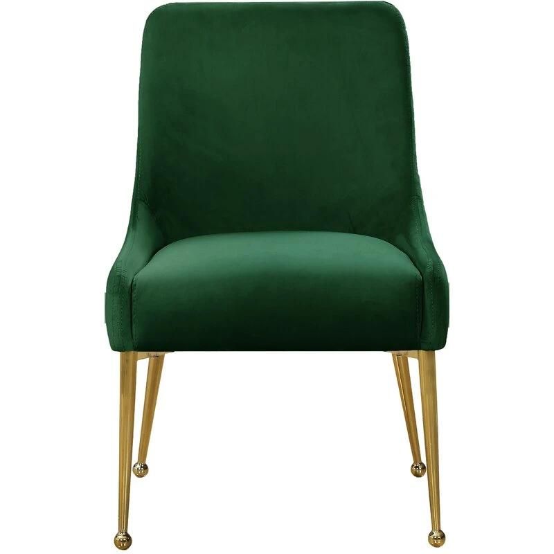 High Back Modern Gold Wooden Velvet Dining Chairs