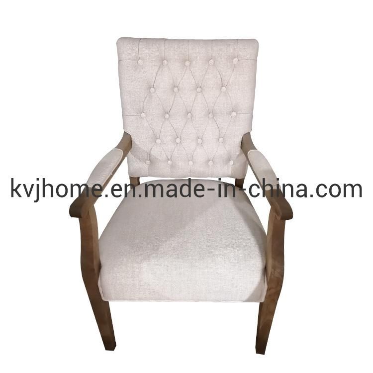 Kvj-Ec16 French Square Beige Fabric Square Armchair for Dining Room