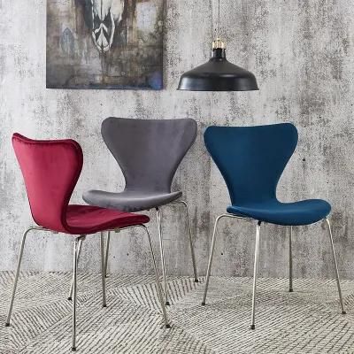 2021 Wholesale Hotel Metal Frame Velvet Fabric Dining Chair