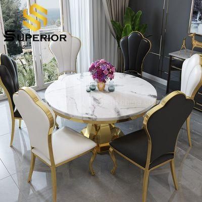 Hot Sells Dining Room Furniture Combination Golden Round Table