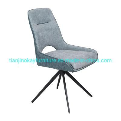 Popular PU Dining Chair High Back Special Design with Black Painting Legs