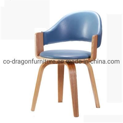 Modern Leisure Swivel Leather Wooden Dining Chair for Home Furniture