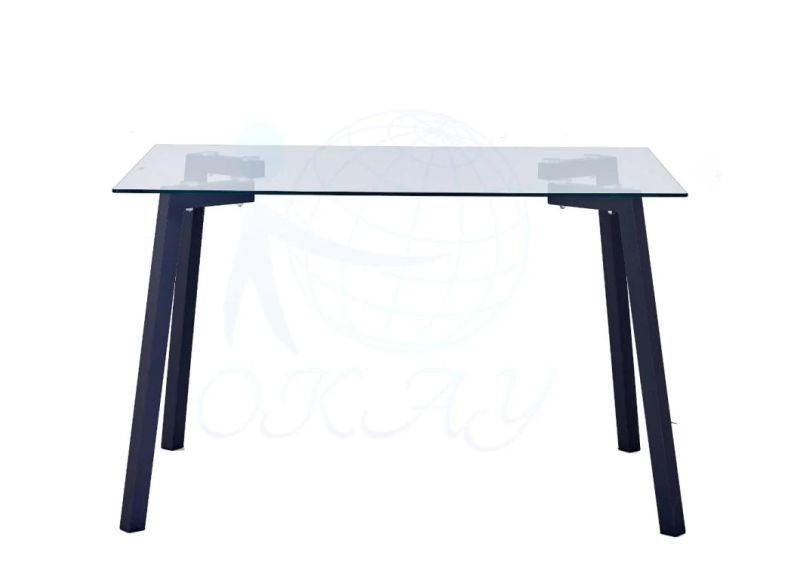 Modern Dining Table with Transparent Tempered Glass Stainless Steel Chrome Legs Hotal Dining Table