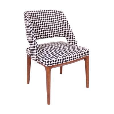 Stripe Grey Fabric Frame with Wooden Legs Dining Chair for Restaurant Use