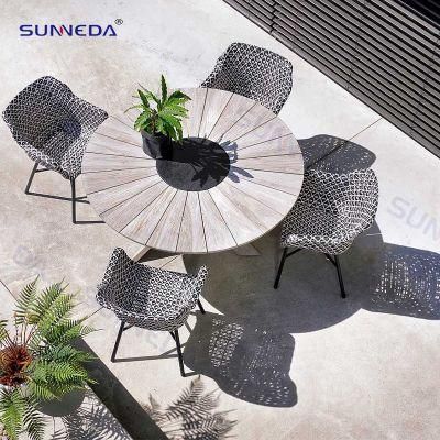 Modern Leisure Garden Rattan Dining Chairs Set